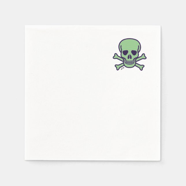 Coin Serviettes en papier à cocktail Crâne vert (Devant)