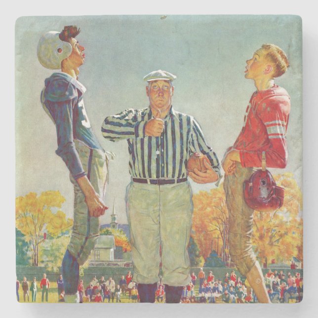 Coin Toss von Norman Rockwell Steinuntersetzer (Vorderseite)