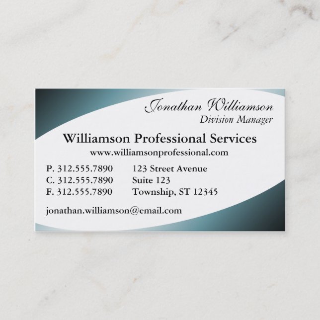 Coins courbés Cartes de visite bleus (Devant)