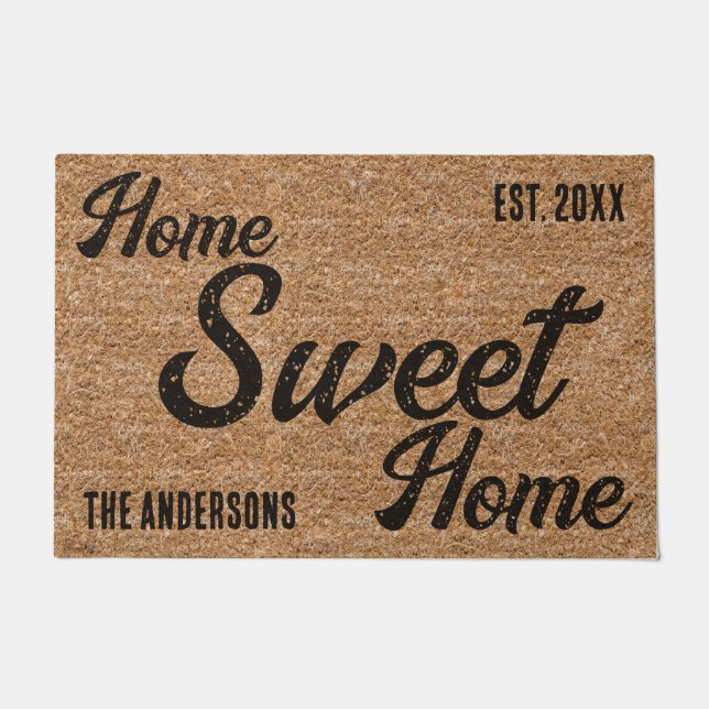Coir Texture Zuhause Sweet Zuhause Personalisiert  Fußmatte (Vorderseite)