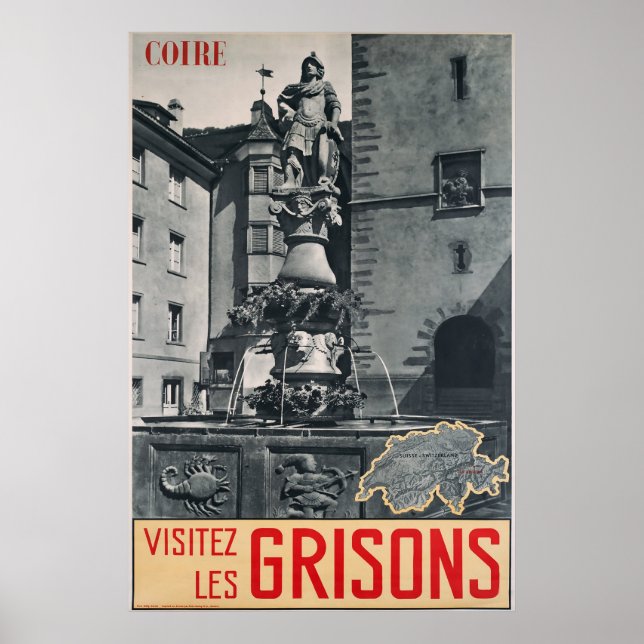 Coire, Visitez les Grisons, Affiche de voyage (Devant)