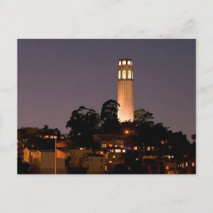 Coit Tower in der Nacht Postkarte