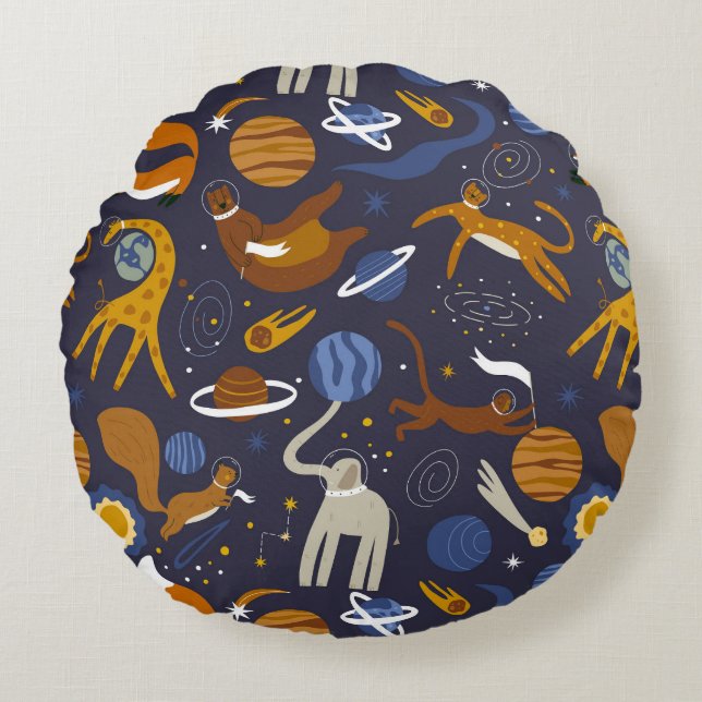 Cojín de la colección Animals Outer Space Rundes Kissen (Vorderseite)