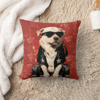 Cojín de Perro Rockero con Gafas de Sol Rojo Kissen