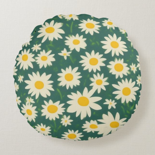 Cojín Decorativo con Diseño de Margaritas Rundes Kissen (Vorderseite)