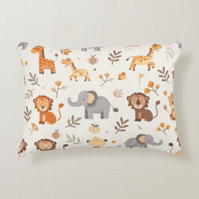 Cojín infantil con leones, jirafas y elefantes dekokissen (Vorderseite)