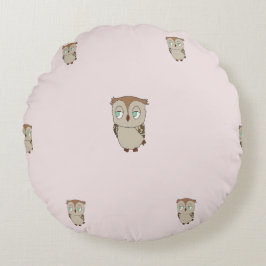 Cojín redondo infantil, con diseño de lechuza. rundes kissen