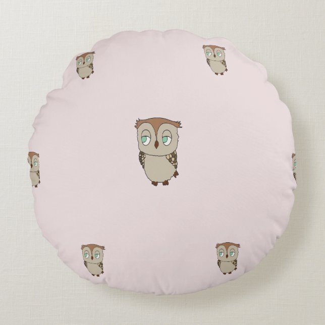 Cojín redondo infantil, con diseño de lechuza. rundes kissen (Vorderseite)
