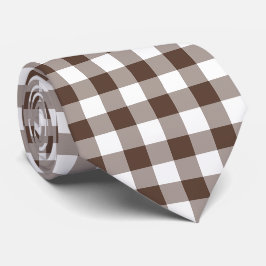 Col cravate à carreaux gingham marron chocolat