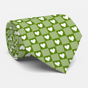 Col cravate à carreaux patchwork gingham vert avoc