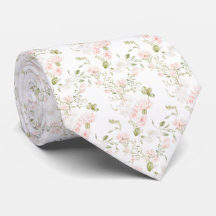 Col cravate à motif fleurs roses délicates