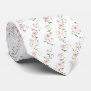 Col cravate à motif floral rose délicat