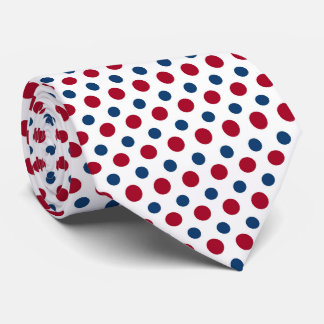 Col cravate à motif pois rouges et bleus