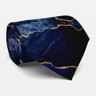 Col cravate bleu marine or scintillant marbre