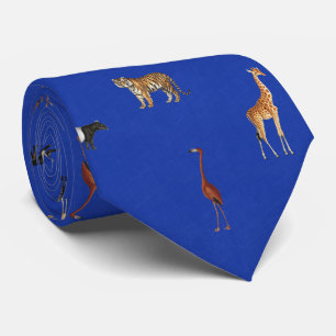Col cravate bleu royal motif animaux de safari jun