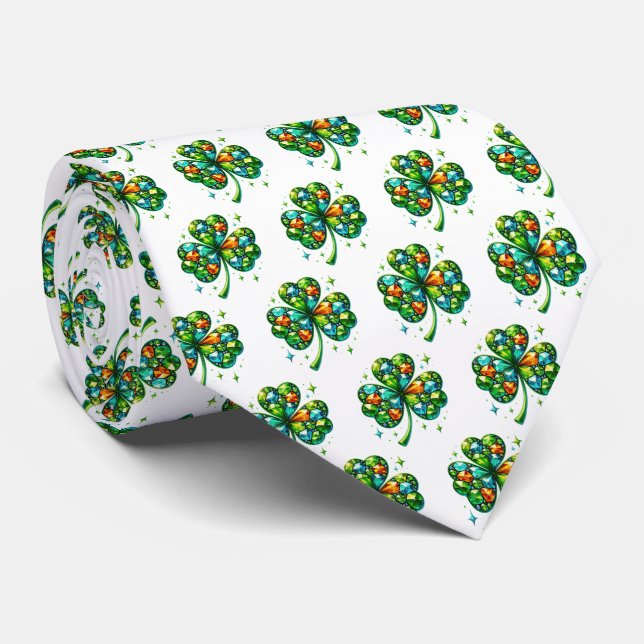 Col cravate Clover de la Saint-Patrick (Roulé)