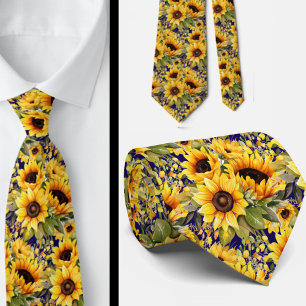 Col cravate de bureau décontracté Tournesols de