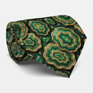 Col cravate de luxe Forest Green Gold Geode Neck