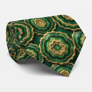 Col cravate de luxe Forest Green Gold Geode Neck