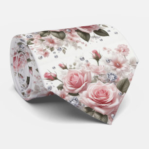 Col cravate de mariage de luxe Roses roses et di