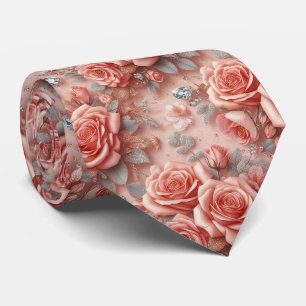Col cravate de mariage de luxe Roses roses et di