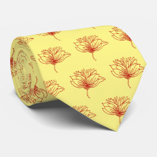 Col cravate de mariage jaune floral rouge pour hom