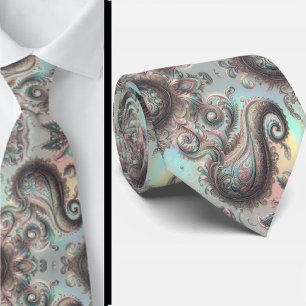 Col cravate en faux holographique opale à motifs p