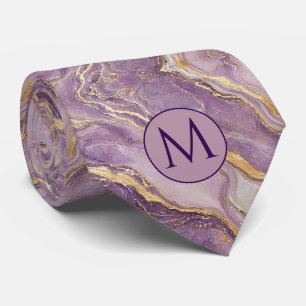 Col cravate en faux soie à monogramme Marbre vio