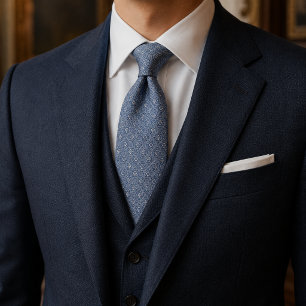 Col cravate en jacquard bleu français de luxe Vi
