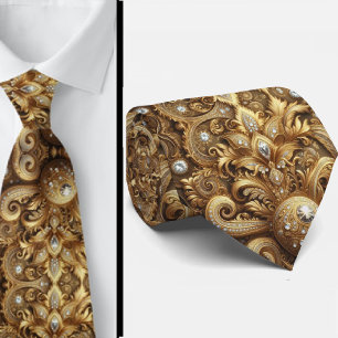 Col cravate en style 3D à motifs cachemire diamant