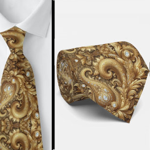 Col cravate en style 3D à motifs cachemire diamant