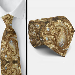 Col cravate en style 3D à motifs cachemire diamant
