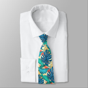 Col cravate feuilles tropicales exotiques - Été