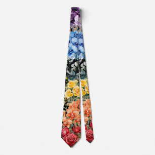 Col cravate Fleurs Arc-en-ciel