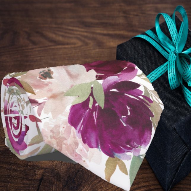 Col cravate fleurs florales roses violettes et ros (Créateur téléchargé)