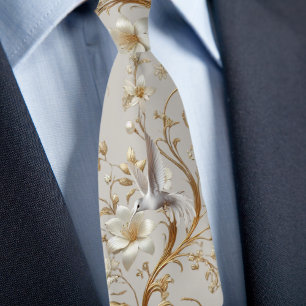 Col cravate floral formel Hummingbird blanc