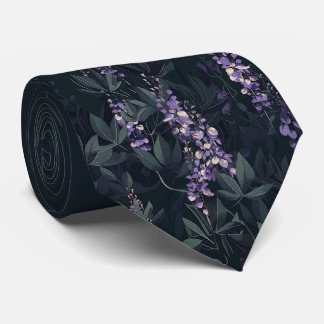 Col cravate floral Wisteria sarcelle foncé et viol