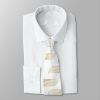 Col cravate géométrique blanc et or pour homme – É