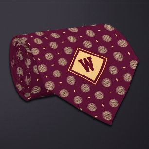 Col cravate icône balle de golf Burgundy Gold