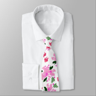 Col cravate jardin floral aquarelle rose fuchsia