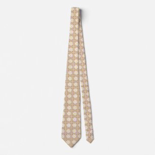 Col cravate marron à motif floral blanc minuscule 