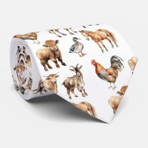 Col cravate motif animaux de la ferme