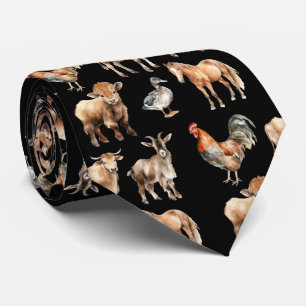 Col cravate motif animaux de la ferme