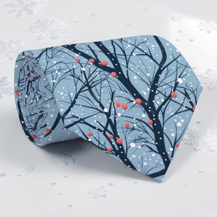 Col cravate motif bleu hivernal saisonnier