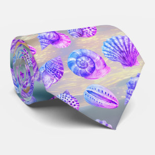 Col cravate motif nautique océan coquillage