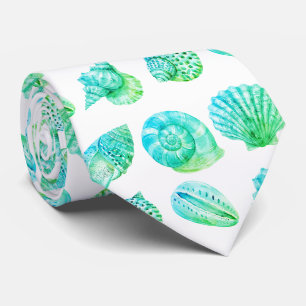 Col cravate motif nautique océan coquillage