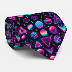 Col cravate néon formes funky rétro 80