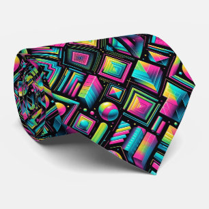 Col cravate néon formes funky rétro 80