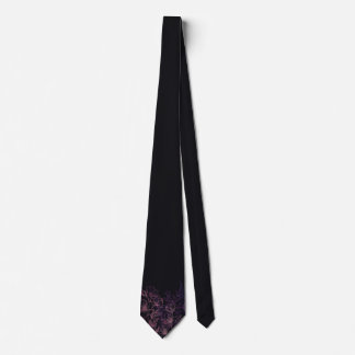 Col cravate noir avec motif floral violet en bas