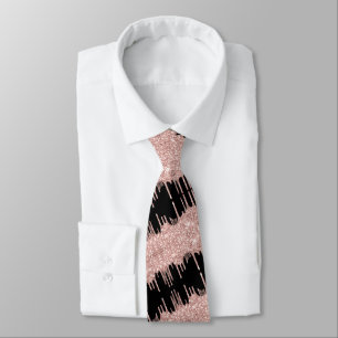 Col cravate noir paillettes or rose